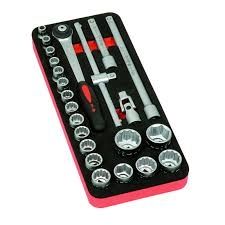 Module mousse 23 pi&egrave;ces carr&eacute; 1/2 Mob outillage