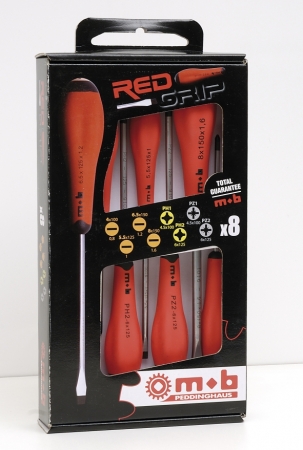 Jeu 8 tournevis Redgrip (4f+2ph+2pz) MOB OUTILLAGE