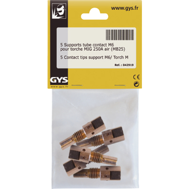 5 supports de tube contact M8 pour torche 250A (MB25) GYS