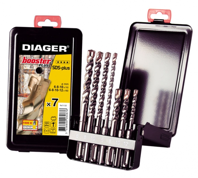 Coffret DIAGER 7 forets à beton SDS + booster plus : Outiland