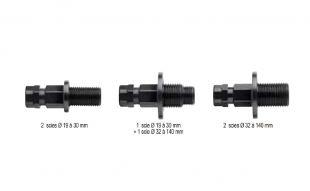 Pack de 3 connecteurs longs pour utilisation simultanée de 2 scies trépan Diager