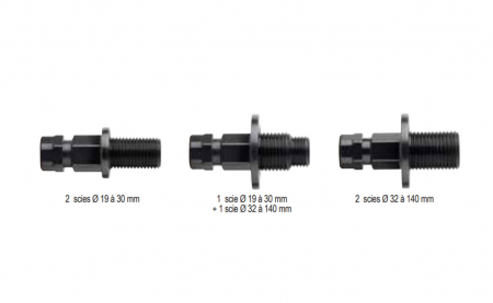 Pack de 3 connecteurs longs pour utilisation simultanée de 2 scies trépan Diager