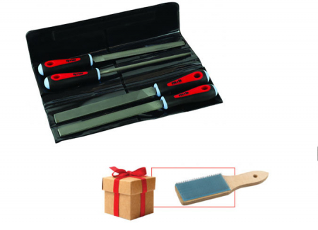 Trousse de 4 Limes Bimatière MOB OUTILLAGE + 1 CARDE à LIMES EN CADEAU