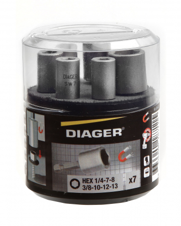 Kit 7 douilles magnétiques 1/4 et 3/8" 7 à 13mm DIAGER