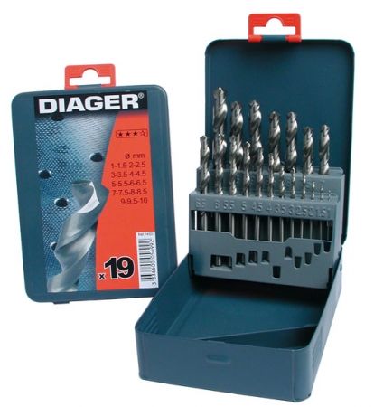 Coffret Métallique Forets HSS Pro x19 Diam 1 à 10 DIAGER