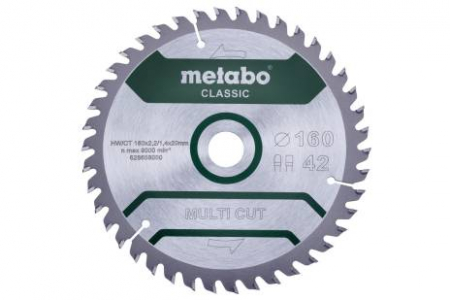 Lame de scie  Multi cut - classic, 160x20 Z42 FZ/TZ 5° Metabo sous blister