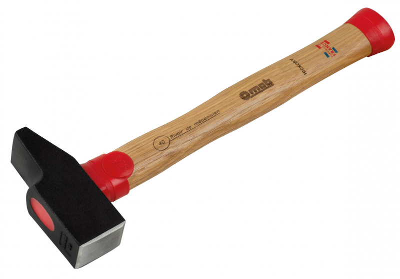 Marteau Rivoir Brilliant Tools 300 G - Manche Hickory 30 Cm, Tête Acier Spécial Thermolaquée, Norme DIN 1041