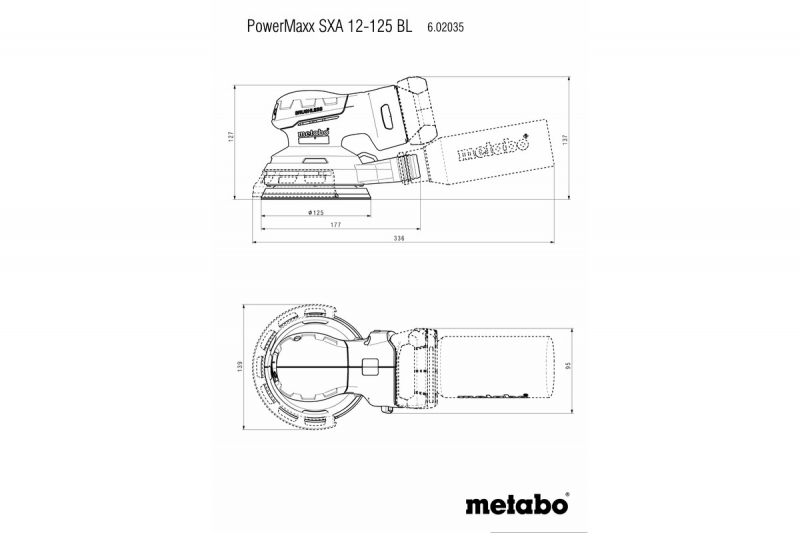 Ponceuse excentrique sans fil POWERMAXX SXA 12-125 BL 2x2Ah Metabo