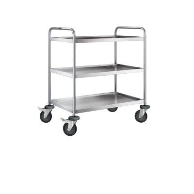 Desserte inox qualit&eacute; 18/10e 3 plateaux 800x500 mm 120 kg FIMM