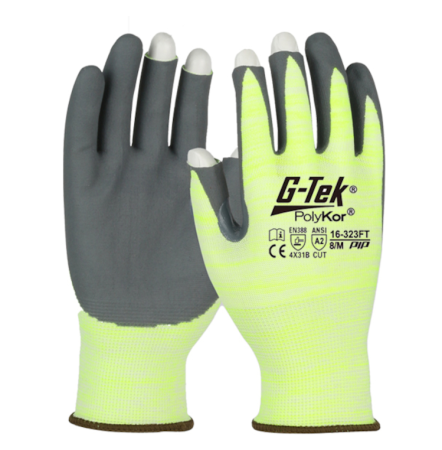 Gants anti-coupure GTEK PolyKor taille 7 - sectionné au pouce et sur 2 doigts