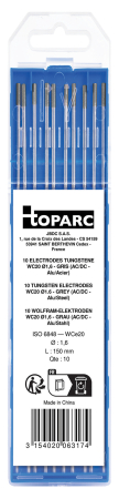 10 Électrodes tungstène WC20 cerium Ø 1,6mm GYS - gris (AC/DC)