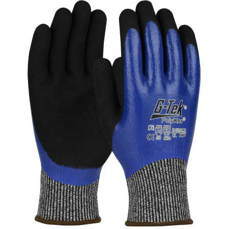 Paire de gants tricotés sans coutures POLYKOR, double enduction nitrile, taille 9, PIP