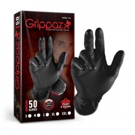 Gants Grippaz noirs bo&icirc;te de 50 gants taille S