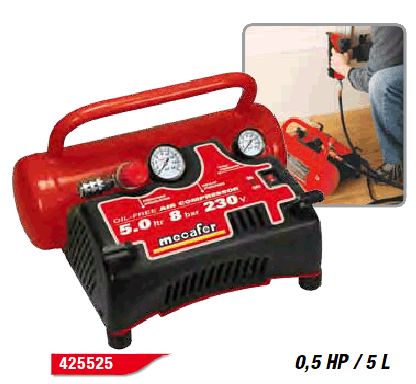 Compresseur Gonfleur 0,5HP 5L MECAFER 425525