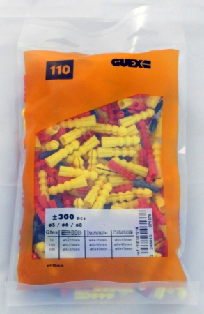 Chevilles Plastiques Diam 5-6-8 (Sachet 300 pièces) GUEX DIAGER